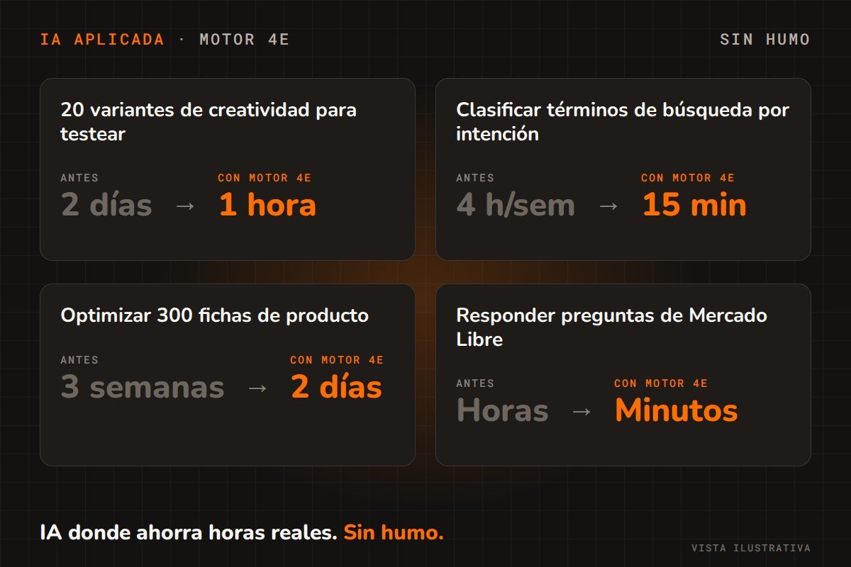 IA aplicada con Motor 4E: tareas de marketing que pasan de horas o días a minutos